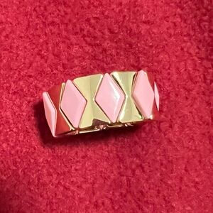 Roxanne Assoulin style Gold and Pink Geometric Ring size 8/9